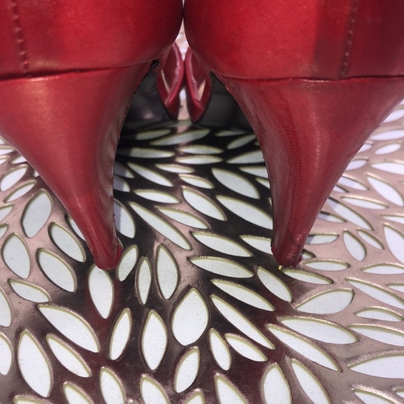 VINTAGE Buskens Made in Spain Polka Dot Peep Toe Red Heels Size 6.5 - Picture 12 of 12